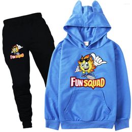 Clothing Sets Kids Clothes Cartoon Fun Squad Gaming Boys Fashion Sport Tops Suit Baby Girls Hoodie Pants Set Spring Autumn Children
