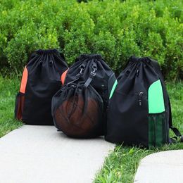 Backpack Basketball Outdoor Sports Bag Nylon Package Travel Packet Boys And Girls Solid Color Beam Mouth