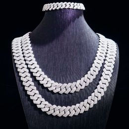 Hip Hop Jewellery Moissanite 15Mm Cuban Link Chain Sterling Sier Necklace For Men