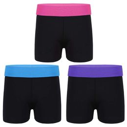 Kids Girls Sports Bottoms For Dancewear Gymnastic Workout Fiess Summer Wide Elastic Waistband Boy-cut Shorts Activewear L2405