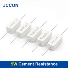 10Pcs 5W Cement Resistor 5% 0.1R~6.8K 0.1R 0.15R 0.22R 0.25R 0.33R 0.47R 1R 1.5R 2.2R 1K 2K 3K ohm Ceramic Cement Resistance