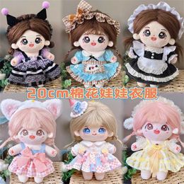Doll Apparel Dolls 20cm idol doll clothing accessory suitable for plush filled cotton doll maid dress Korean superstar toy WX5.27