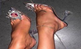 Scarpe eleganti donne di lusso pompe 2021 tacchi alti trasparenti sexy punta punta di punta da sposa marca di marca per la donna 3443627570