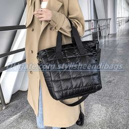 Totes Winter Shoulder Bags For Women2021 Quilt Padded Black Nylon Handbag Large Capacity Travel Shopper Cotton Totes Female Cross Bags 313x