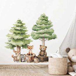 Wall Decor Hand Painted Forest Animals Wall Stickers for Kids Nursery Baby Room Decor Removable Decals DIY Home Decor d240528