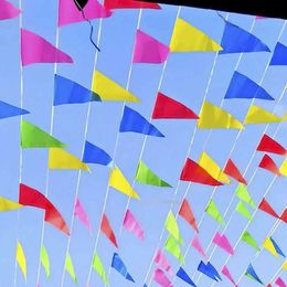 Banners Streamers Confetti 50m 100 Flags Multicolored Triangle Bunting Banner Pennant Festival Outdoor Decoration Garland Party Decor d240528