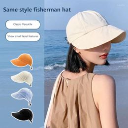 Wide Brim Hats Fashion Foldable Sun Hat Drawstring Adjustable Caps For Men Women Beach Summer Quick-drying Visors Fisherman Cap