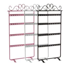 Jewelry Pouches Bags 48 Hole Earrings Ear Studs Display Rack Metal Holder Stand Organizer Showcase Pink 295 160mm For Retail Environme 176L