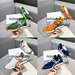 loeweshoes sneakers Casual Shoes Flow Runner In Nylon Suede Lace Up Sneaker Soft Upper Honey Rubber Wave Sole Mens Womens Luxury That Curves Around The 06 YTNB
