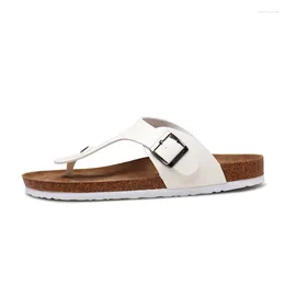Casual Shoes Summer Men Women Flip Flops Couple Leather Soft Clogs Anti Slip Outdoor Beach Cork Slippers Sandals Unisex Size 35-46