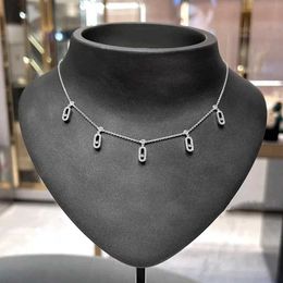 Anhänger Halsketten hochwertige 925 Sterling Silber Fünf Diamant -Schieberie -Kette für Frauen Atmosphäre Exquisite Luxusmarken -Schmuckparty Geschenke geeignet