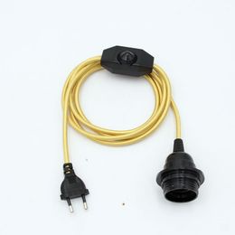 220V AC EU Standard Dimmer Switch Power Cords Textile Cable With E27 Bulb Lamp Holder