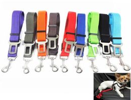 Dog Car Safety Seat Belt Adjustable Retractable Nylon Pets Puppy Dog Seat leashes Harness Vehicle Safe Belt 10 Colours DHL Ship HH79730710