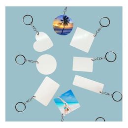 Pendants Sublimation Aluminium Alloy Keychains Transfer Printing Blank Diy Custom Consumables Keyring Two Sides Printed Dro Homefavor Dh6Av