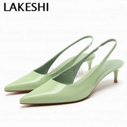 Dress Shoes Classic Sexy Woman Pumps Nude Kitten Heels Women Patent Leather Slingback High Wedding Office Ladies H240527 W6QR