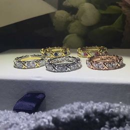 Designer's High Edition Gold plating Brandluo Code Digital and Silver Cross Zircon X Ring Couple Small Luxury Design AEOB