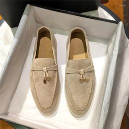 Casual Shoes 2024 Brand Women's Flat LP Loafers Lock Tassel Fashion Comfortable Soft Flats Ladies