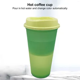 Cups Saucers 5-piece Temperature-sensing Cup Coffee Handheld Portable Plastic Reusable Colour Changing With Lid Beverage Utensils