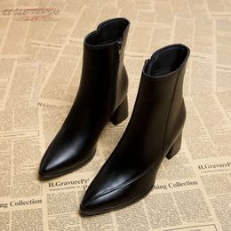 Boots Womens Boots Autumn Winter Footwear Zipper Luxury Designer Shoes Boots-Women Ankle Med Rock Fashion Ladies Pointy Rubber S 231219