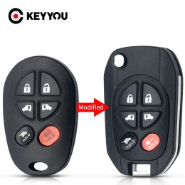 KEYYOU For Toyota Highlander Sequoia Sienna Tacoma Upgraded Modified Flip Remote Key Shell Case Fob 3/4/5/6 Buttons Replacement