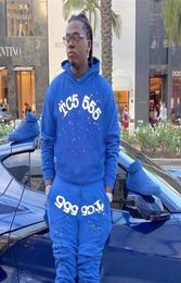 Casual Hoodie Pullover Sweatshirts Blue Young Thug Angel Men Quality Spider Web Pattern Women Streetwear1468641