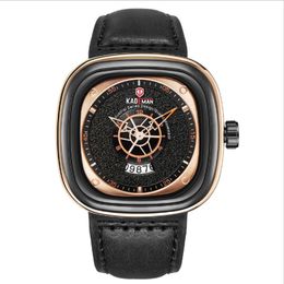 KADEMAN Brand Fashon Cool Large Dial Mens Watches Square Quartz Watch Calendar Accurate Travel Time Generous Male Wristwatches 241W