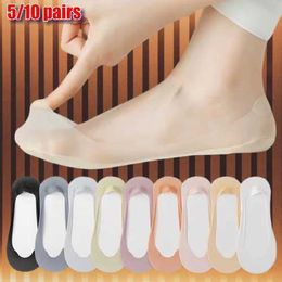 Men's Socks New 5/10 Pairs High Quality Socks Ankle Short No-Show Set Foot Cotton Female Invisible White Low Cut Summer Non-Slip Boat Sock Y240528