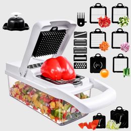 Hot Selling 12 in 1 Multifunctional Black And White Vegetable Cutter Manual Food Chopper Potato Slicer Carrot Grater Onion Shredder Salad Cutter Kitchen Gadgets
