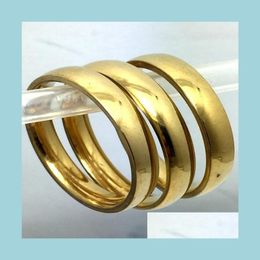 Band Rings Wholesale 30Pcs 6Mm Simple Band Gold 316L Wedding Engagment Stainless Steel Rings Jewellery Finger Ring Comfort Drop Deliver D 2163