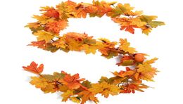 Decorative Flowers Wreaths Artificial s Garland Fake Pumpkin Autumn Maple Leaves Vine For Christmas Halloween Thanksgiving Fireplace Fall Decor 2208277115426