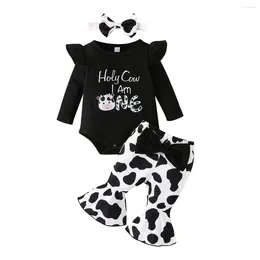 Clothing Sets 0-18Months Born Baby Girl Clothes Set Infant For Long Sleeve Bodysuit Pants Headband Cotton Suit Flower