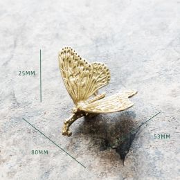 Retro Butterfly/Dragonfly/Orchid brass Handle Wardrobe Drawer Gold Cabinet Pulls copper handles for furnitur cupboard handles