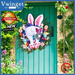Decorative Flowers Door Wreath Decoration High Quality Materials Hanging Easter Supplies Pendent White