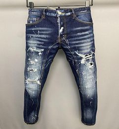 22SS Nuovi uomini Jeans Hole Hole Blu scuro Italia marchio Italia Man Pants Long Pants Trousers Streetwear Denim Skinny Slip Drivery Biker Jean 8978477