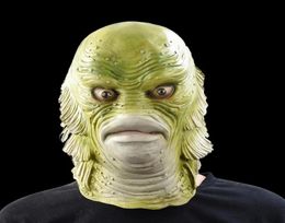 Halloween Mask Scary Monster Latex Fish Masks Creature From The Black Lagoon Cosplay Merman Masquerade Party Mascara Horror Mask Y8112228