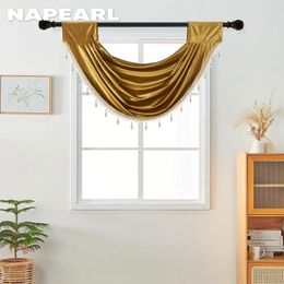 Curtain NAPEARL European Style Gold Valance With Tassel Short Rod Pocket Window Decor For Bay 1PC