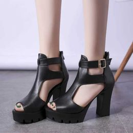 Dress Shoes New Womens Sandals Simple Fashion Sexy High Heels Solid Colour Elegant Party Roman H240527