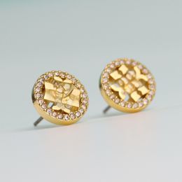 Luxury Brand Letters Round Circle Earrings for Women Silver 18K Gold Diamond CZ Zircon Classic Designer aretes oorbellen brincos Earring Earings Ear Rings Jewellery