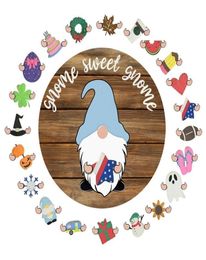 Novelty Items Gnome Interchangeable All Season Welcome Sign In Home Decor Rustic Farmhouse Front Door Wreath For4492742