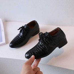 Sneakers Children Casual Shoes for Party Wedding Shows Cute PU Boys Leather Shoes Drop Shipping Platform Simple Solid Color Black Classic Q240527