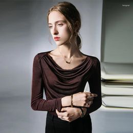 Women's T Shirts High Quality 2024 Women Tops Wrinkle T-shirt Female Clothing Winter Autumn Sexy Crop Top Clothes Casual Fashion Blouse Y2k