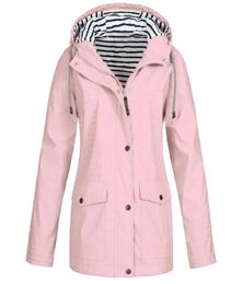 Women Windbreaker Solid Rain Jacket Outdoor Plus Waterproof Hooded Raincoat Windproof Jackets For Women Plus Size 6123186