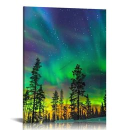 Northern Lights Contemporary Art Photography Prints Modern Wall Decor Wood Mounted Giclee Canvas Print Framed Picture Ready to Hang