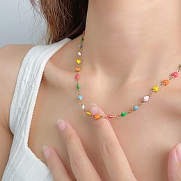Designer Dopamine Clavicle Chain Fashionable Rainbow Color Love Necklace