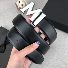 Copper Buckle Belts with Box Men's and Women's Leather Belts Smooth Buckle Dress Up Hipster Belts 311h