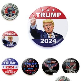 Other Festive Party Supplies 2024 Trump Magnetic Refrigerator Sticker 25Mm Crystal Glass Whiteboard American Election Souvenir Dro Dh4Wa