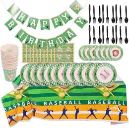 Table Cloth Baseball Party Favours Decorative Napkins Birthday Supplies Game Theme Decorations Paper Plates Cloths Dinnerware