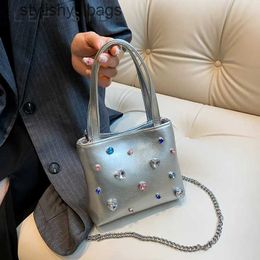 Cross Body Y2K Short Handle Cute Mini Corssbody Bags for Women Diamonds Design Lady Female PU Leather 2023 Trend Handbags H240529