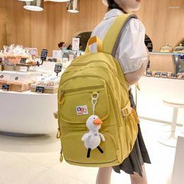 Backpack Big Capacity Women's Solid Color Female Multi-pocket Casual Woman Travel Bag College Schoolbag For Teenage Girl Boys