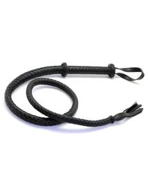 Black PU Faux Leather handmade bull whipFlirting Spanking horse flogger Fetish Bondage Erotic Sex Toy whip For Couple Slave Game5940497